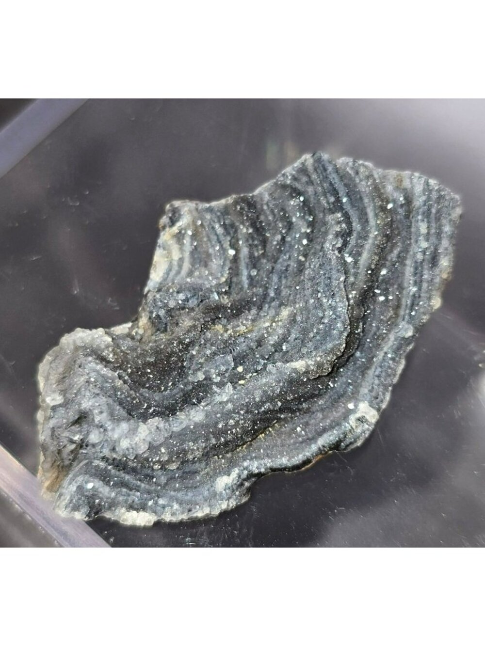 Chalcedony Druzy Specimen Natural Gray Crystal Formations Display Piece JH5010